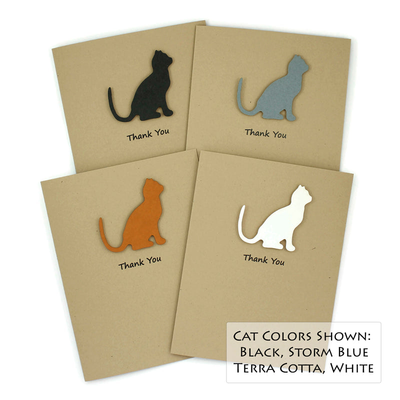 Cat Thank You Card | Handmade Cat Greeting Card | Single Card or 10 Pack | 25 Cat Colors Available | Choose Inside Phrase - Embellish by Jackie - Handmade Greeting Cards