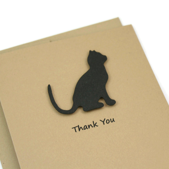 Cat Thank You Card | Handmade Cat Greeting Card | Single Card or 10 Pack | 25 Cat Colors Available | Choose Inside Phrase - Embellish by Jackie