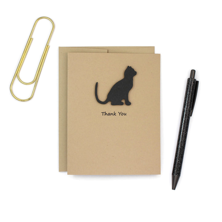 Cat Thank You Card | Handmade Cat Greeting Card | Single Card or 10 Pack | 25 Cat Colors Available | Choose Inside Phrase - Embellish by Jackie