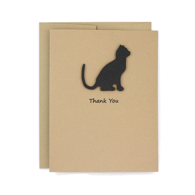 Cat Thank You Card | Handmade Cat Greeting Card | Single Card or 10 Pack | 25 Cat Colors Available | Choose Inside Phrase - Embellish by Jackie