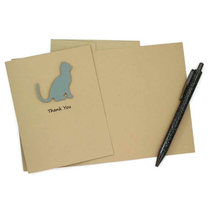 Cat Thank You Card | Handmade Cat Greeting Card | Single Card or 10 Pack | 25 Cat Colors Available | Choose Inside Phrase - Embellish by Jackie