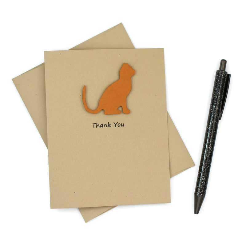 Cat Thank You Card | Handmade Cat Greeting Card | Single Card or 10 Pack | 25 Cat Colors Available | Choose Inside Phrase - Embellish by Jackie