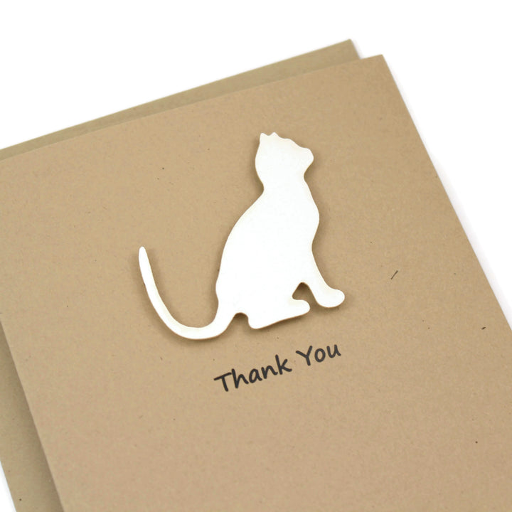 Cat Thank You Card | Handmade Cat Greeting Card | Single Card or 10 Pack | 25 Cat Colors Available | Choose Inside Phrase - Embellish by Jackie