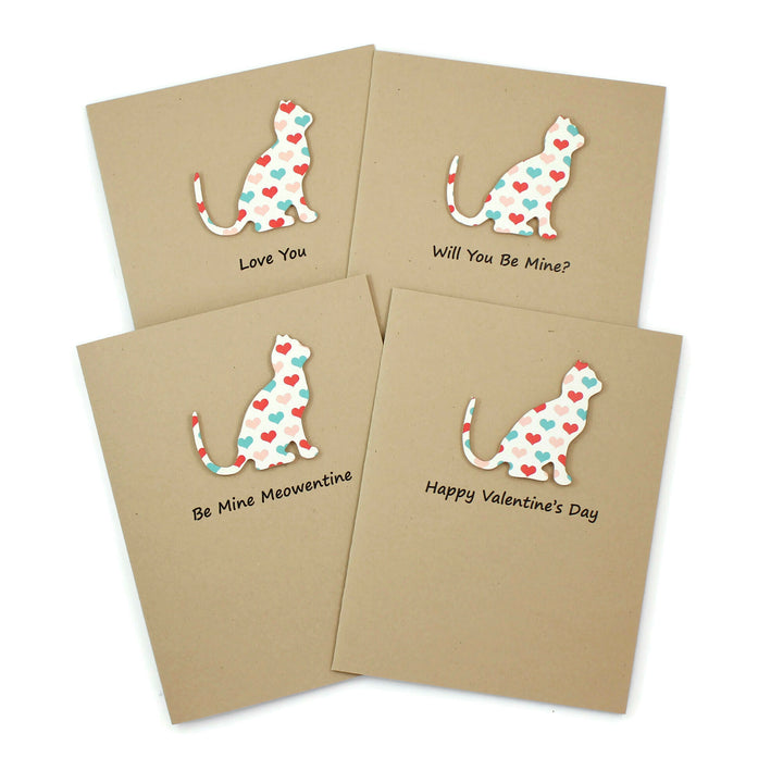 Colored Hearts Cat Valentine's Day Greeting Card | Customize