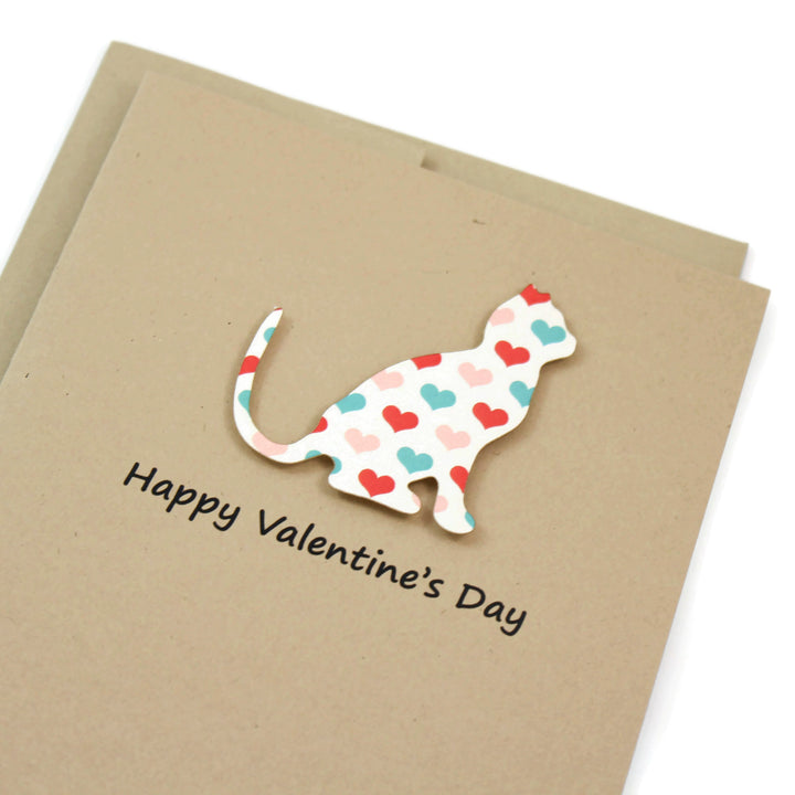 Colored Hearts Cat Valentine's Day Greeting Card | Customize
