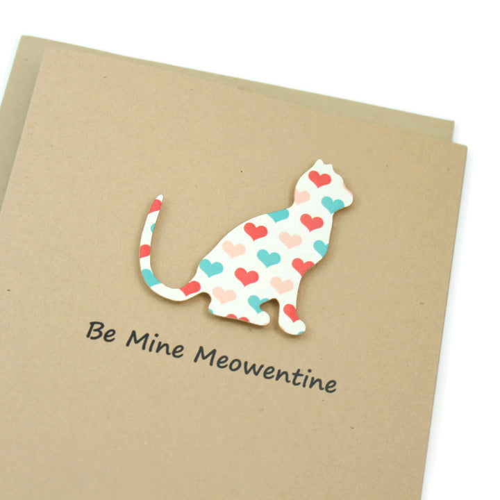 Colored Hearts Cat Valentine's Day Greeting Card | Customize