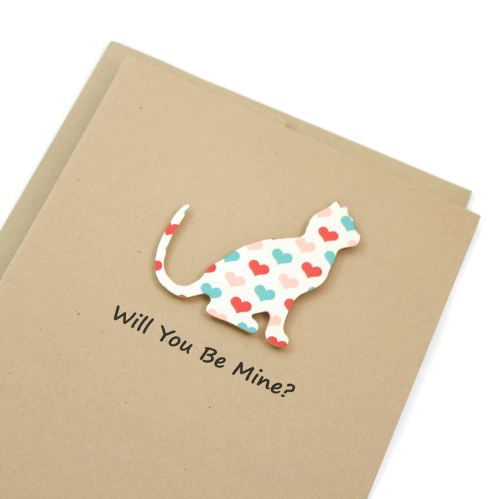 Colored Hearts Cat Valentine's Day Greeting Card | Customize
