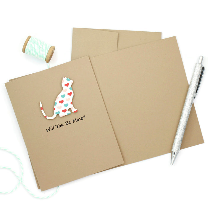 Colored Hearts Cat Valentine's Day Greeting Card | Customize