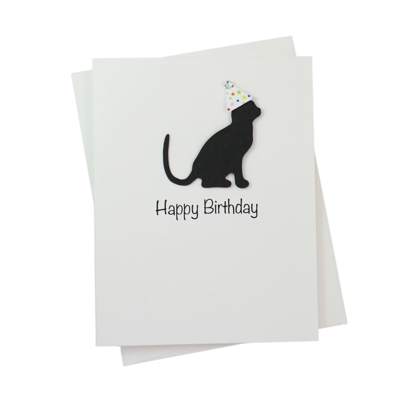 Cat Birthday Cards Single Card or 10 Pack White Base | Handmade 25 Cat Colors Available
