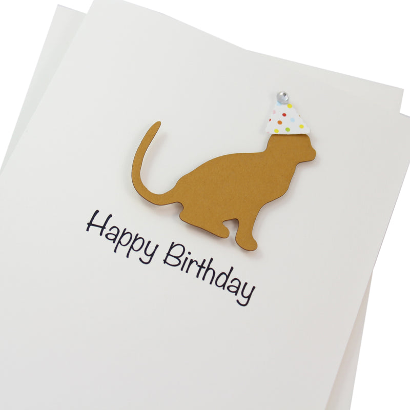 Cat Birthday Cards Single Card or 10 Pack White Base | Handmade 25 Cat Colors Available