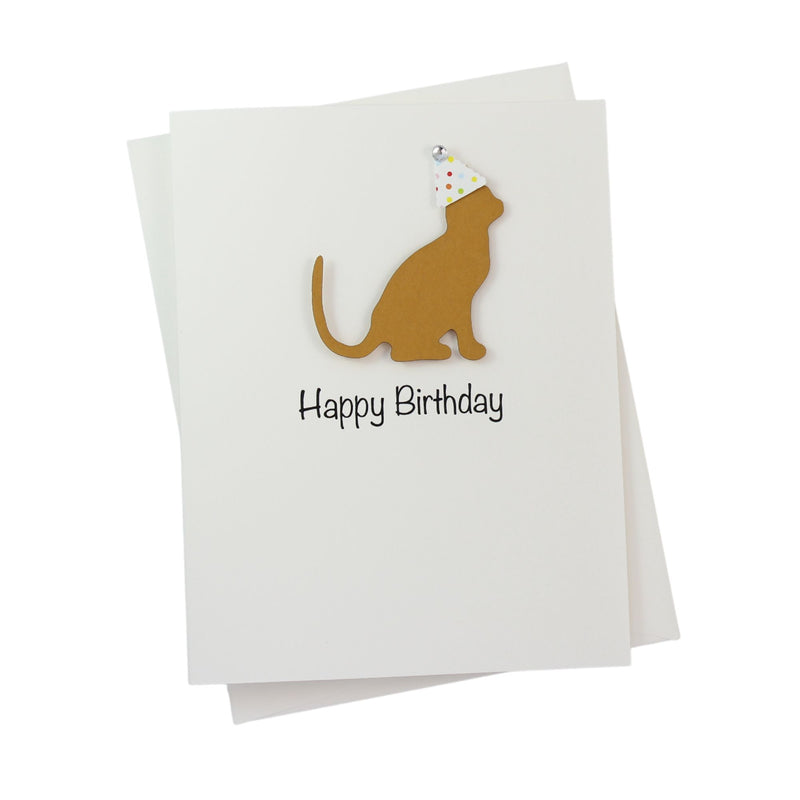 Cat Birthday Cards Single Card or 10 Pack White Base | Handmade 25 Cat Colors Available