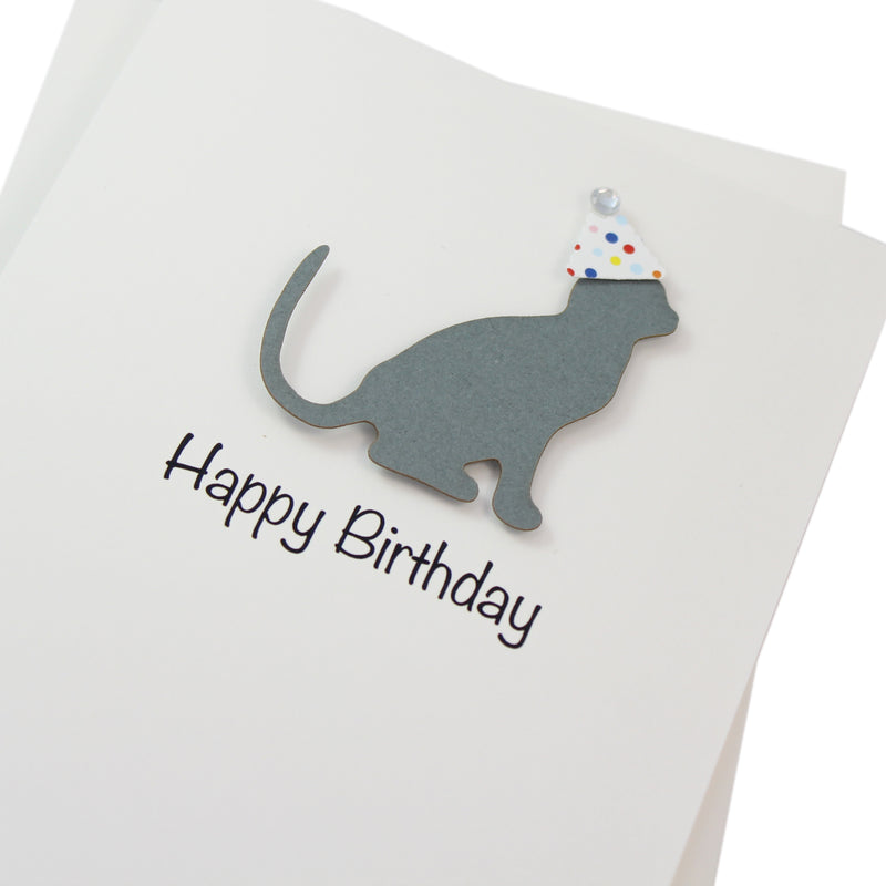 Cat Birthday Cards Single Card or 10 Pack White Base | Handmade 25 Cat Colors Available