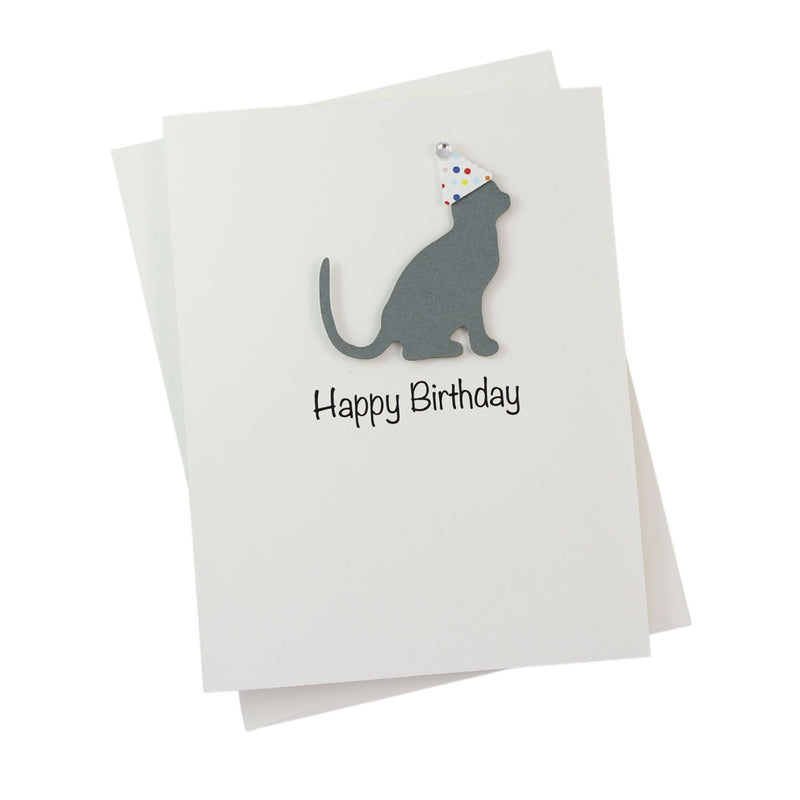 Cat Birthday Cards Single Card or 10 Pack White Base | Handmade 25 Cat Colors Available