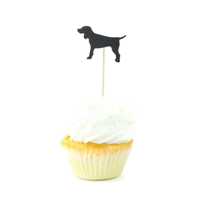 Dog Cupcake Toppers Set of 12 | Black Standard Dog Cake Topper | Dog Party Decorations | Pet Decor - Embellish by Jackie