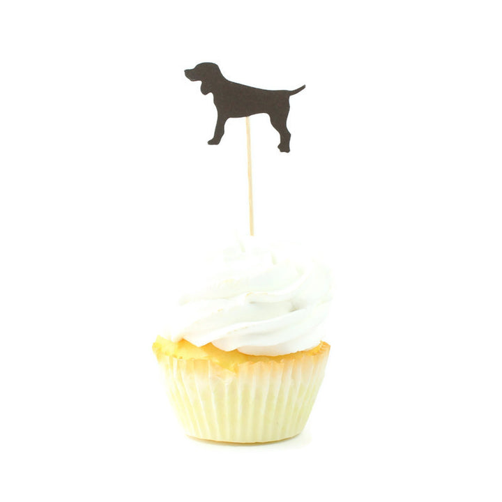 Dog Cupcake Toppers Set of 12 | Brown Standard Dog Cake Topper | Dog Party Decorations | Pet Decor