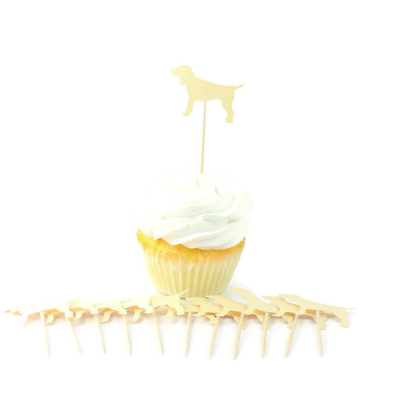 Dog Cupcake Toppers Set of 12 | Yellow Standard Dog Cake Topper | Dog Party Decorations | Pet Decor