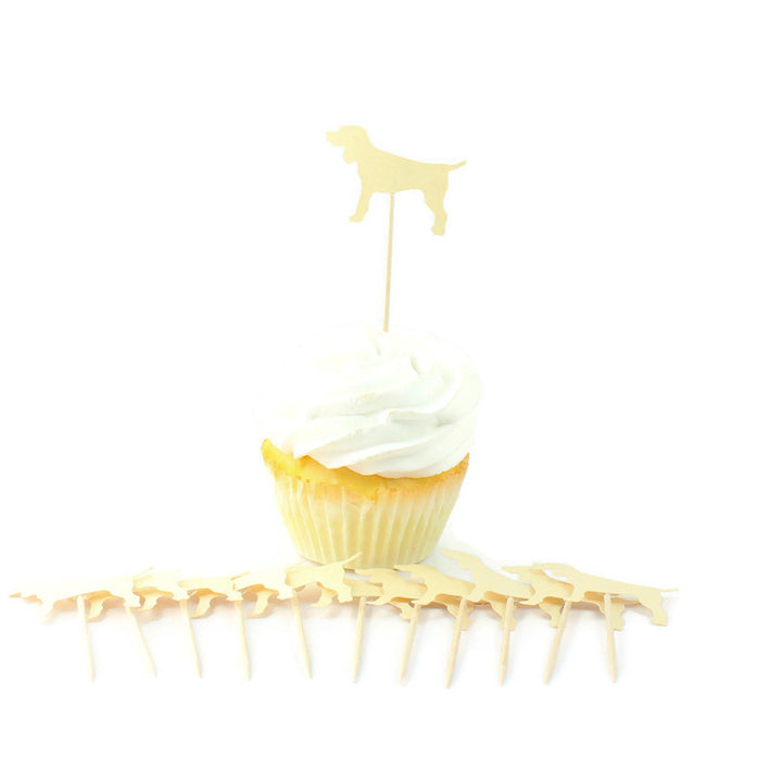 Dog Cupcake Toppers Set of 12 | Yellow Standard Dog Cake Topper | Dog Party Decorations | Pet Decor