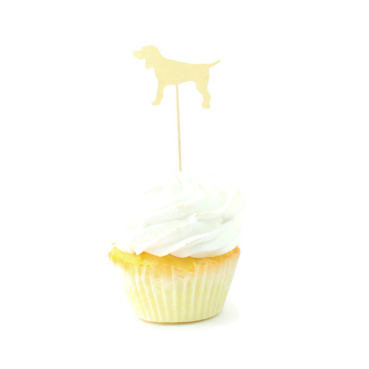 Dog Cupcake Toppers Set of 12 | Yellow Standard Dog Cake Topper | Dog Party Decorations | Pet Decor