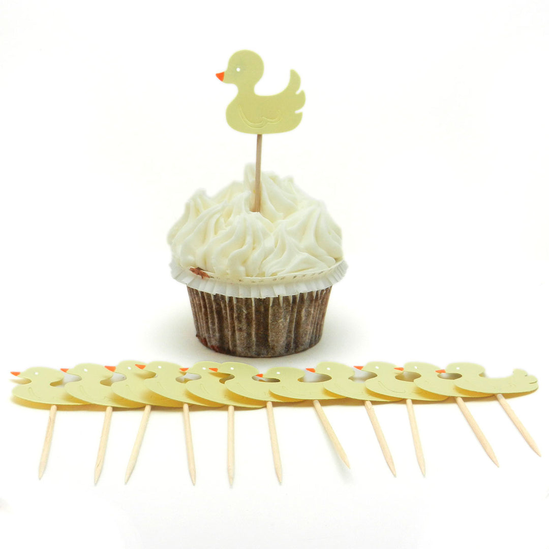 Duck Cupcake Topper - Set of 12 - Yellow Duck - Rubber Duckie - Ducky Baby Shower