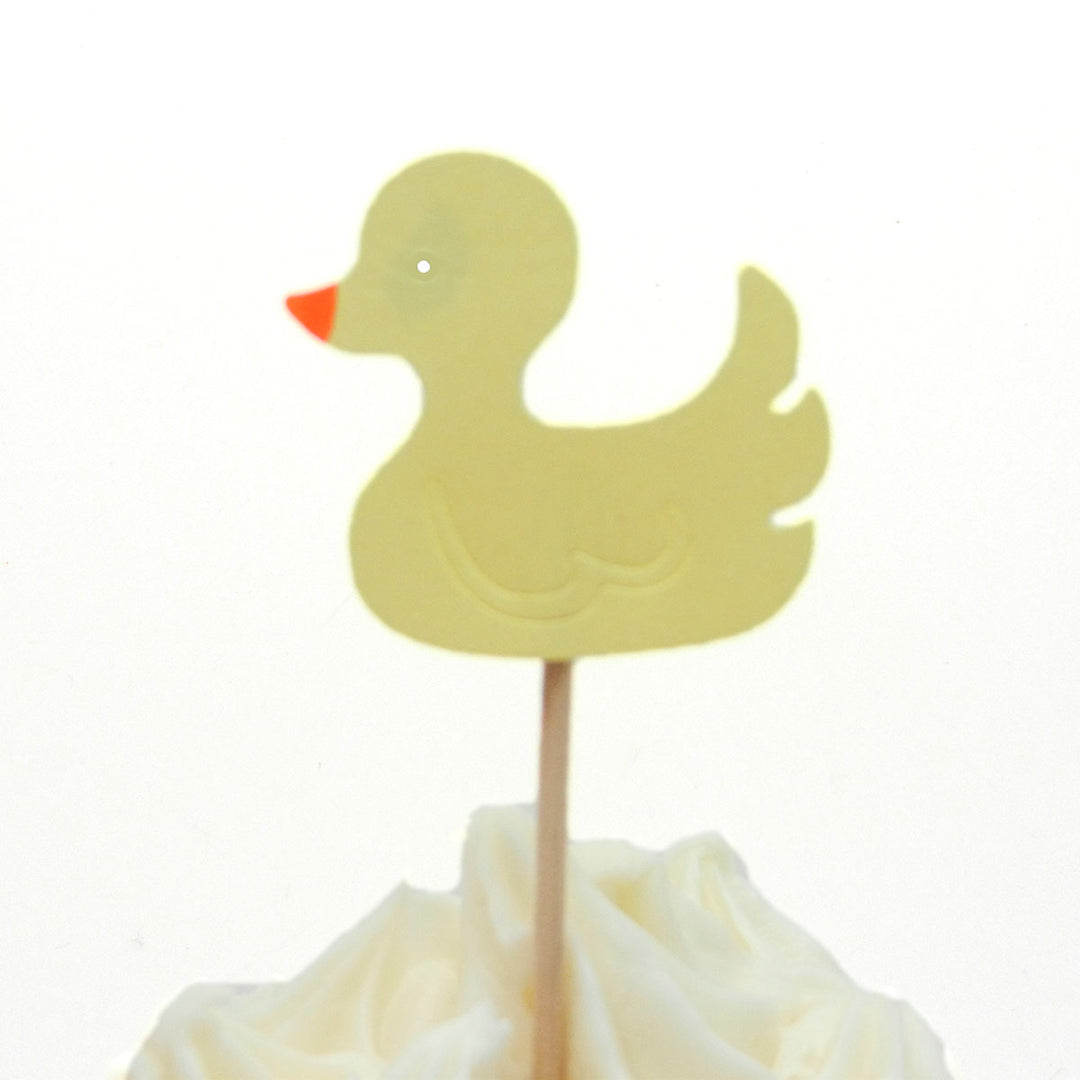 Duck Cupcake Topper - Set of 12 - Yellow Duck - Rubber Duckie - Ducky Baby Shower