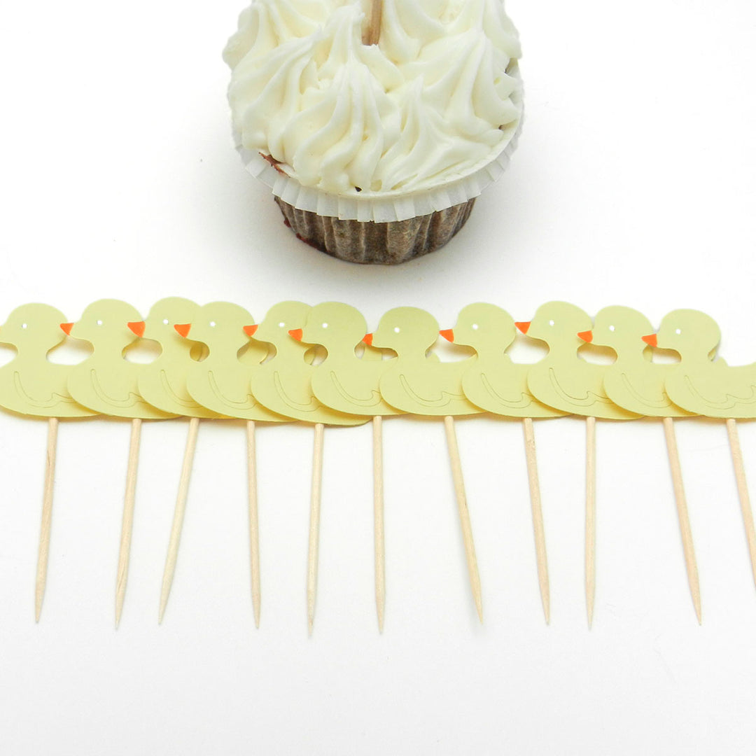 Duck Cupcake Topper - Set of 12 - Yellow Duck - Rubber Duckie - Ducky Baby Shower