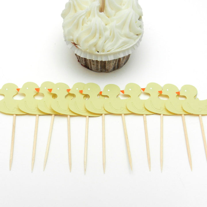 Duck Cupcake Topper - Set of 12 - Yellow Duck - Rubber Duckie - Ducky Baby Shower