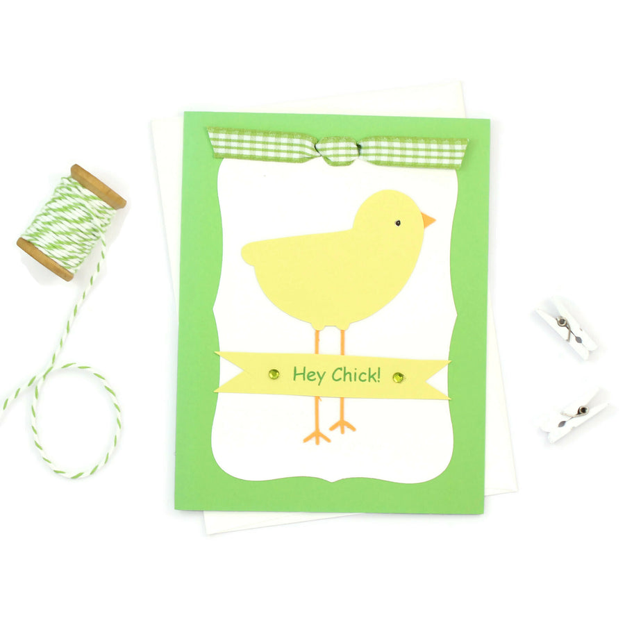 Easter Chick Greeting Card - Handmade Easter Card - Hey Chick - Easter card for kids - Embellish by Jackie
