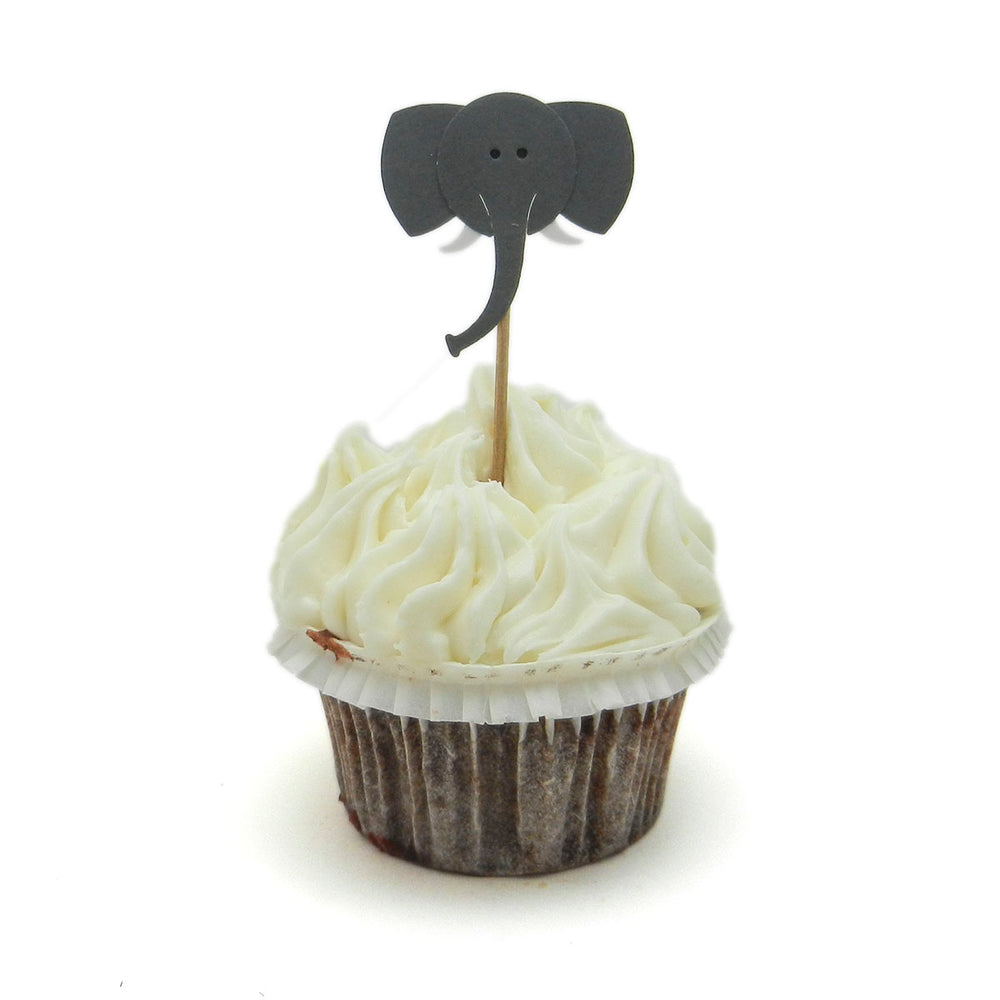 Elephant Cupcake Toppers Set of 12 Cupcake Topper Birthday Cake Topper Elephant Birthday Party Elephant Baby Shower Elephant Party Topper - Embellish by Jackie