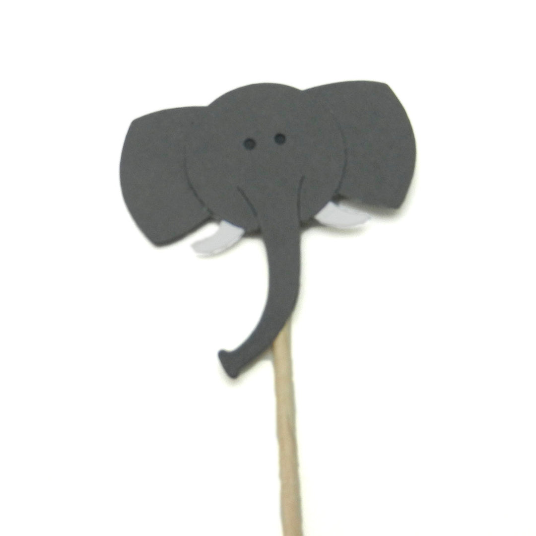 Elephant Cupcake Toppers Set of 12 Cupcake Topper Birthday Cake Topper Elephant Birthday Party Elephant Baby Shower Elephant Party Topper - Embellish by Jackie