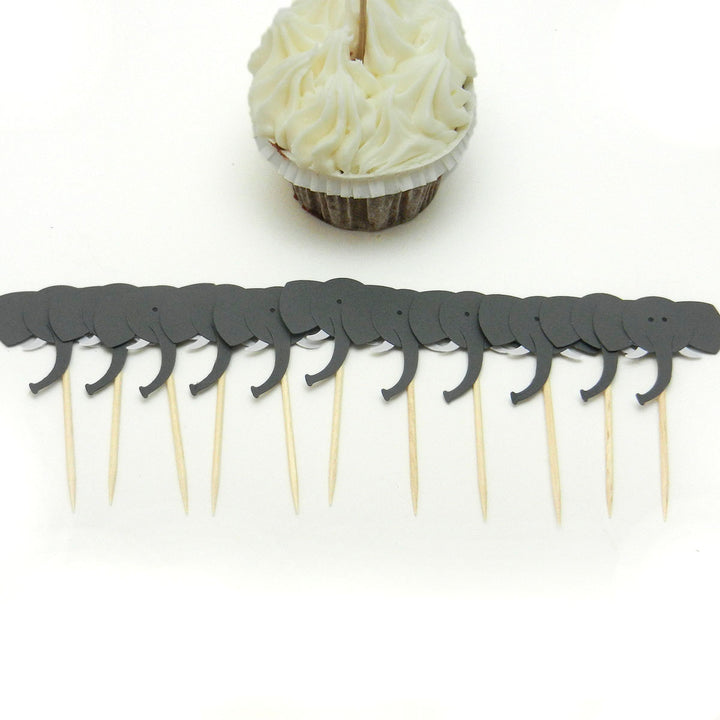 Elephant Cupcake Toppers Set of 12 Cupcake Topper Birthday Cake Topper Elephant Birthday Party Elephant Baby Shower Elephant Party Topper - Embellish by Jackie