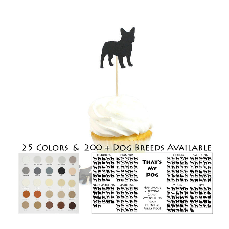 Dog Cupcake Toppers Set of 12 | 200+ Dog Breeds to Choose from | 25 Dog Colors Available | Handmade Cake Topper