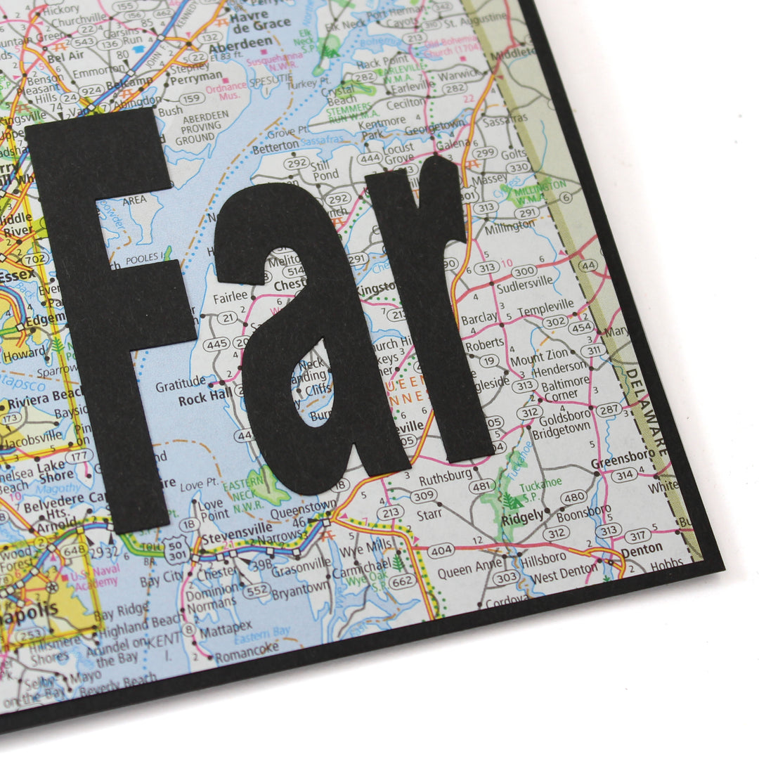 Custom Map Graduation Card | Handmade Go Far Congratulations Greeting Card | Choose Base Color Map Location Inside Phrase | 5x7 card - Embellish by Jackie