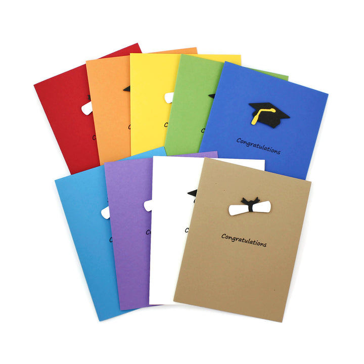 Graduation Card Single | Handmade Grad Cap or Diploma Notecards | 9 colors to choose from | Discontinued