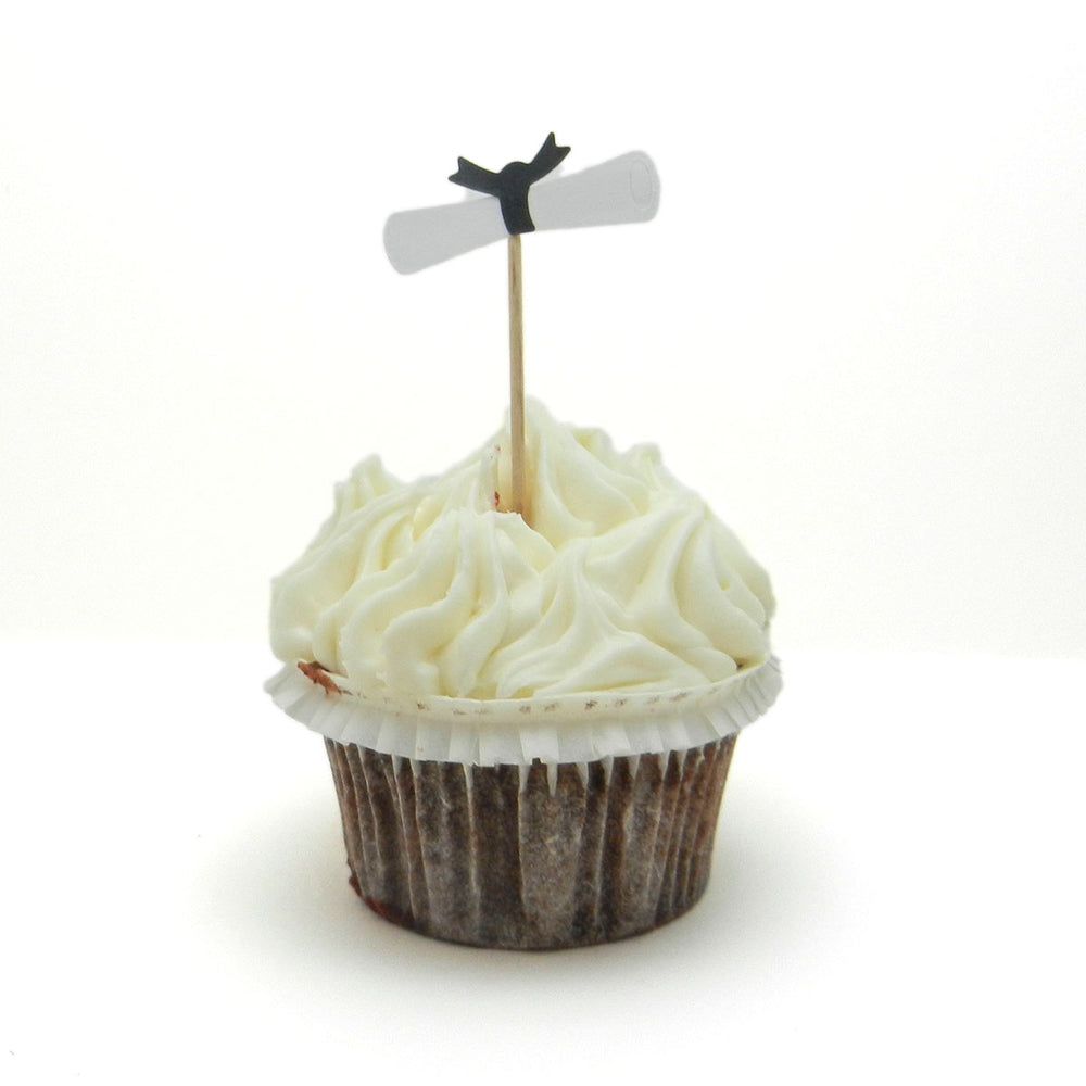 Diploma Cupcake Toppers - Set of 12 Graduation Diploma Decorations - Embellish by Jackie