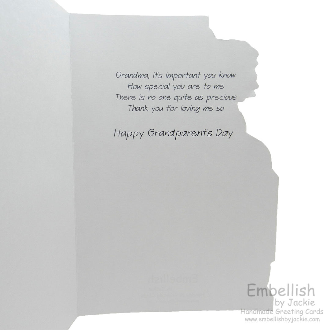 Grandparents Day Card - For Grandmother - Cat - Handmade - Recycled - Embellish by Jackie