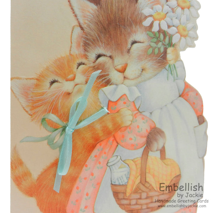 Grandparents Day Card - For Grandmother - Cat - Handmade - Recycled - Embellish by Jackie