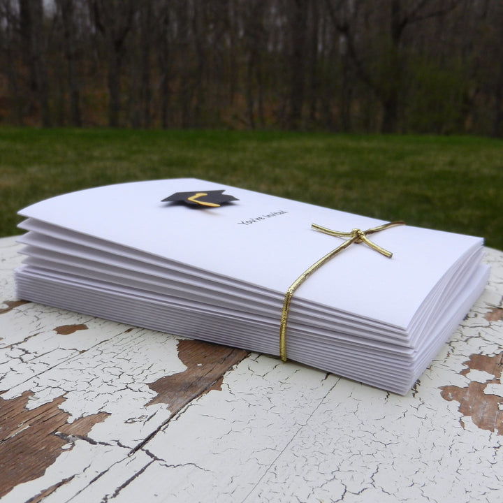 White Graduation Invitations Pack of 10 Graduation Cap - Embellish by Jackie