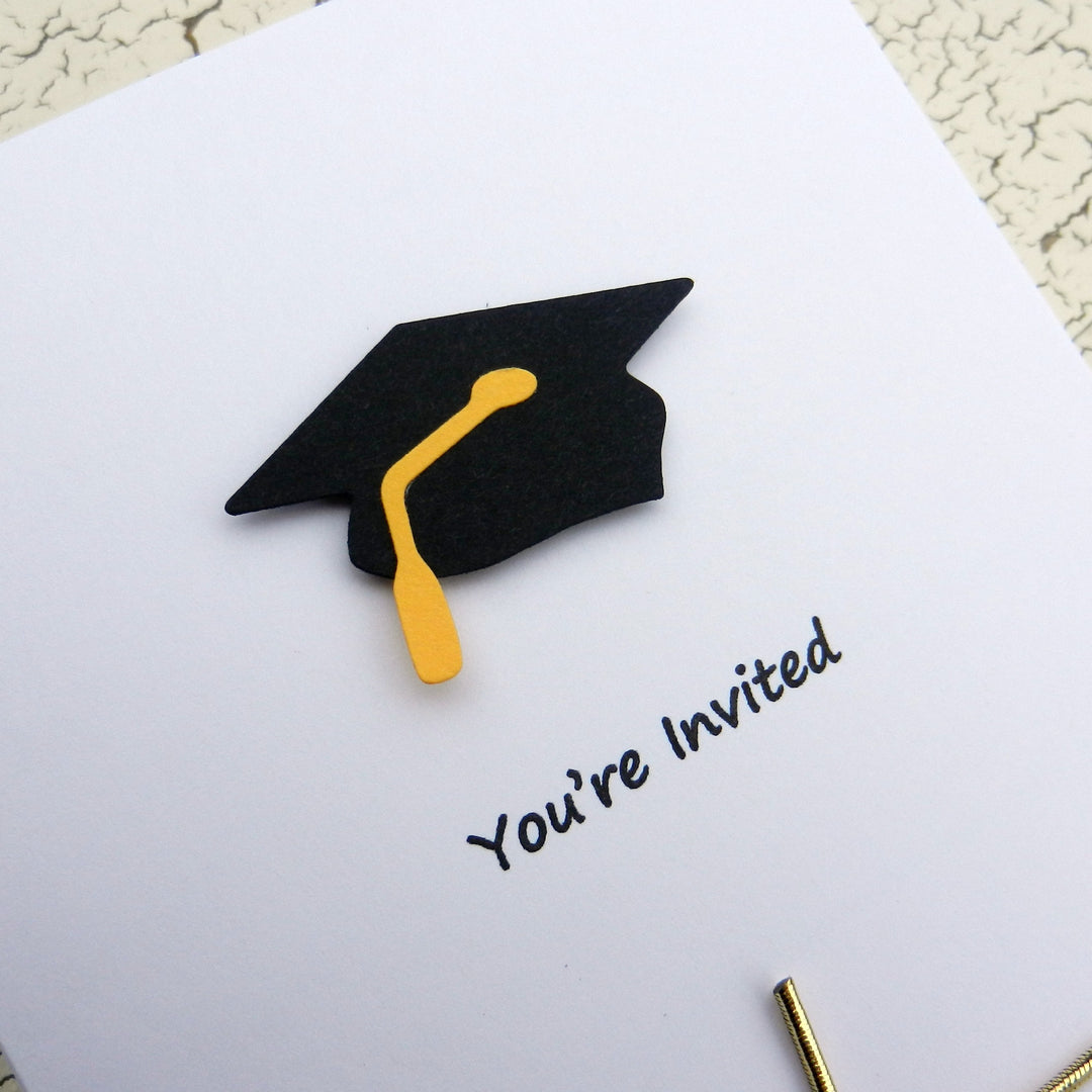 White Graduation Invitations Pack of 10 Graduation Cap - Embellish by Jackie
