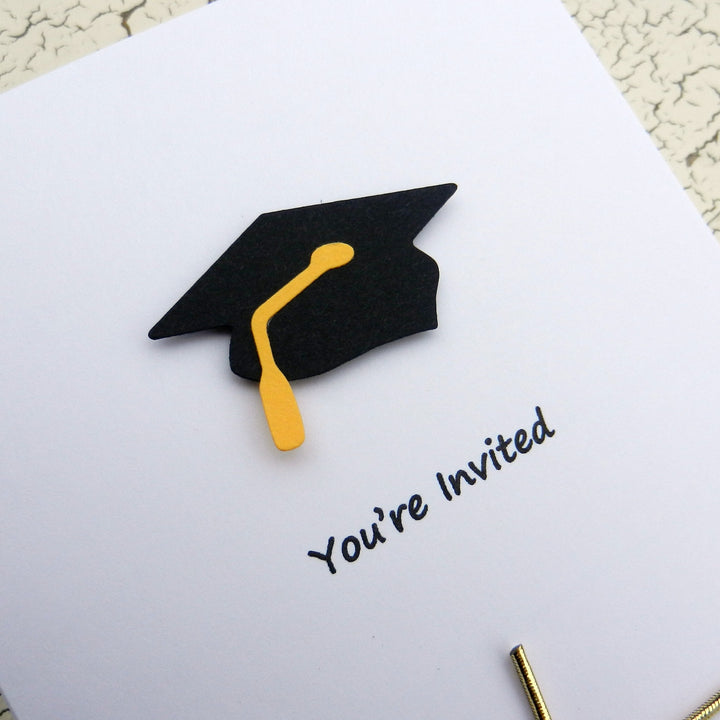 White Graduation Invitations Pack of 10 Graduation Cap - Embellish by Jackie