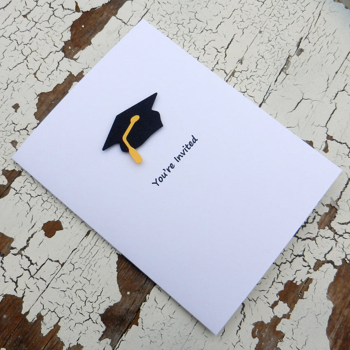 White Graduation Invitations Pack of 10 Graduation Cap - Embellish by Jackie