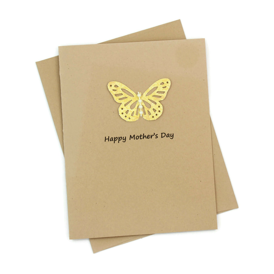Butterfly Mother's Day Card - Kraft Brown Handmade Card for Mother's Day - Mother's Day Greeting - Embellish by Jackie