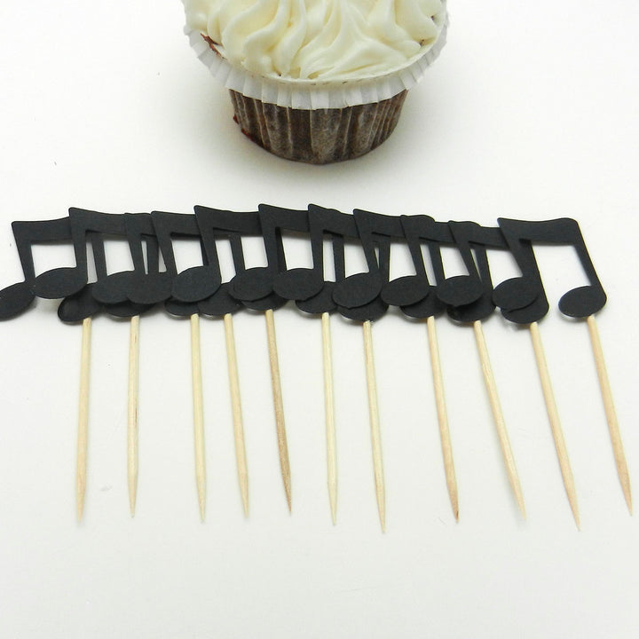 Music Note Cupcake Topper Set of 12 | Birthday Party Cake Topper | Music theme decorations - Embellish by Jackie