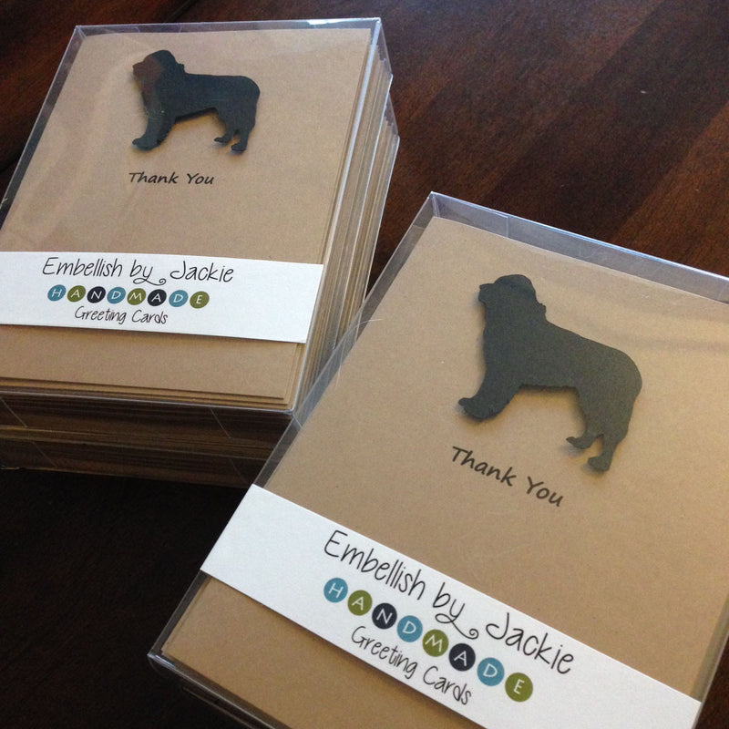 Newfoundland Dog Thank You Card 10 Pack or Single Card Dog Greeting Cards Dog Thank You Cards - Embellish by Jackie