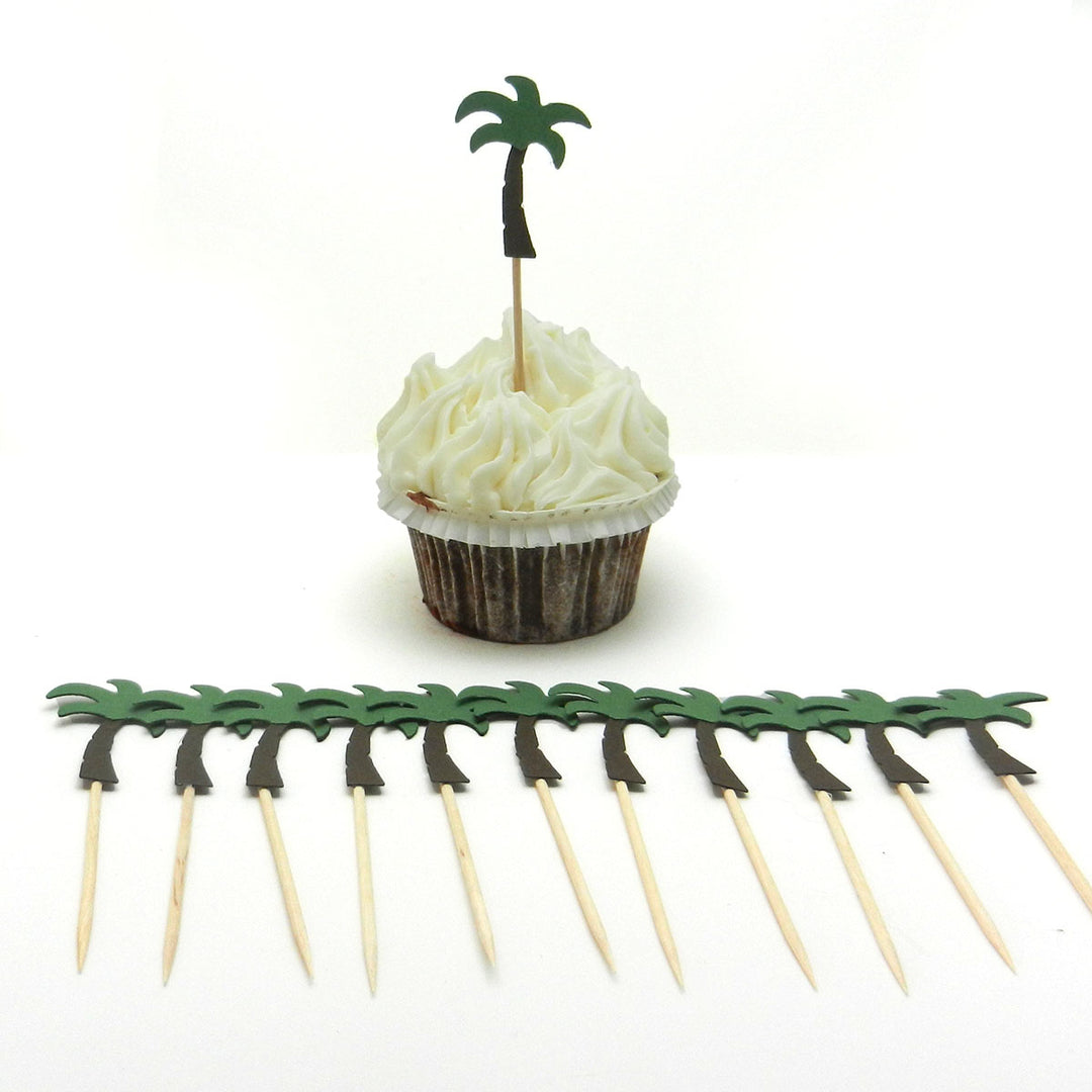 Palm Tree Cupcake Toppers Set of 12 Party Decoration Cupcake Topper Hawaiian Party Cake Topper Birthday Party Tropical Décor Beach Theme - Embellish by Jackie