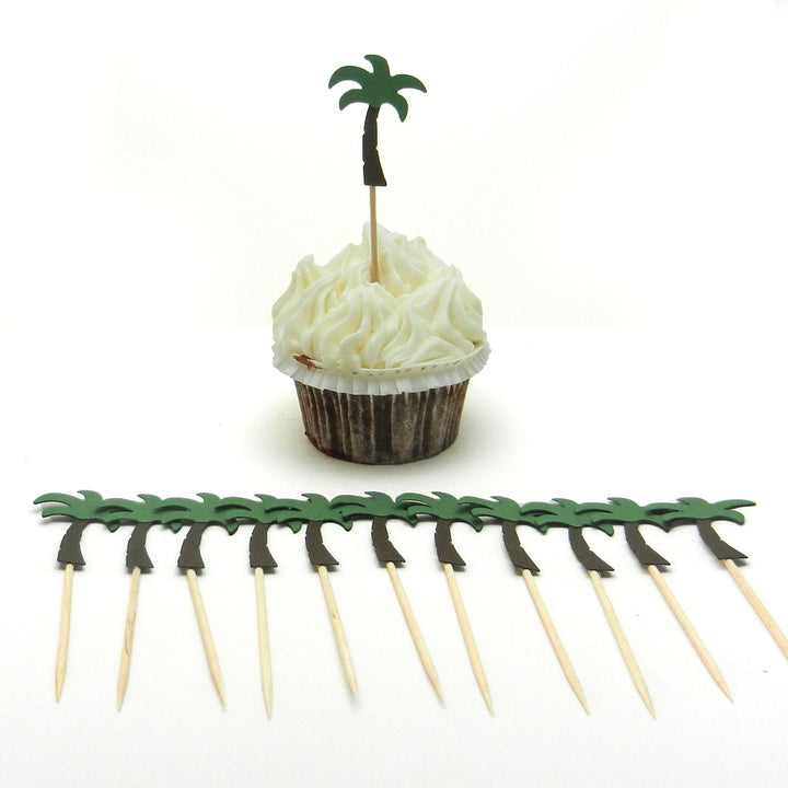 Palm Tree Cupcake Toppers Set of 12 Party Decoration Cupcake Topper Hawaiian Party Cake Topper Birthday Party Tropical Décor Beach Theme - Embellish by Jackie