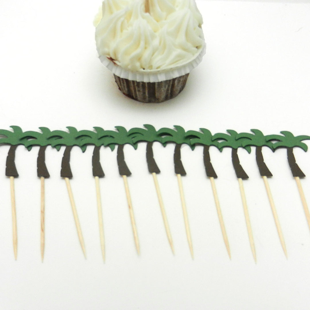 Palm Tree Cupcake Toppers Set of 12 Party Decoration Cupcake Topper Hawaiian Party Cake Topper Birthday Party Tropical Décor Beach Theme - Embellish by Jackie