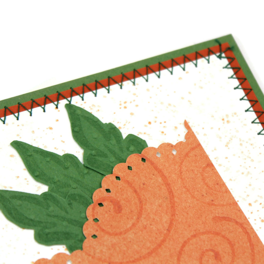 Spring Greeting Card - Handmade Greeting Card with Carrot - Welcome Spring Card - Green - Embellish by Jackie