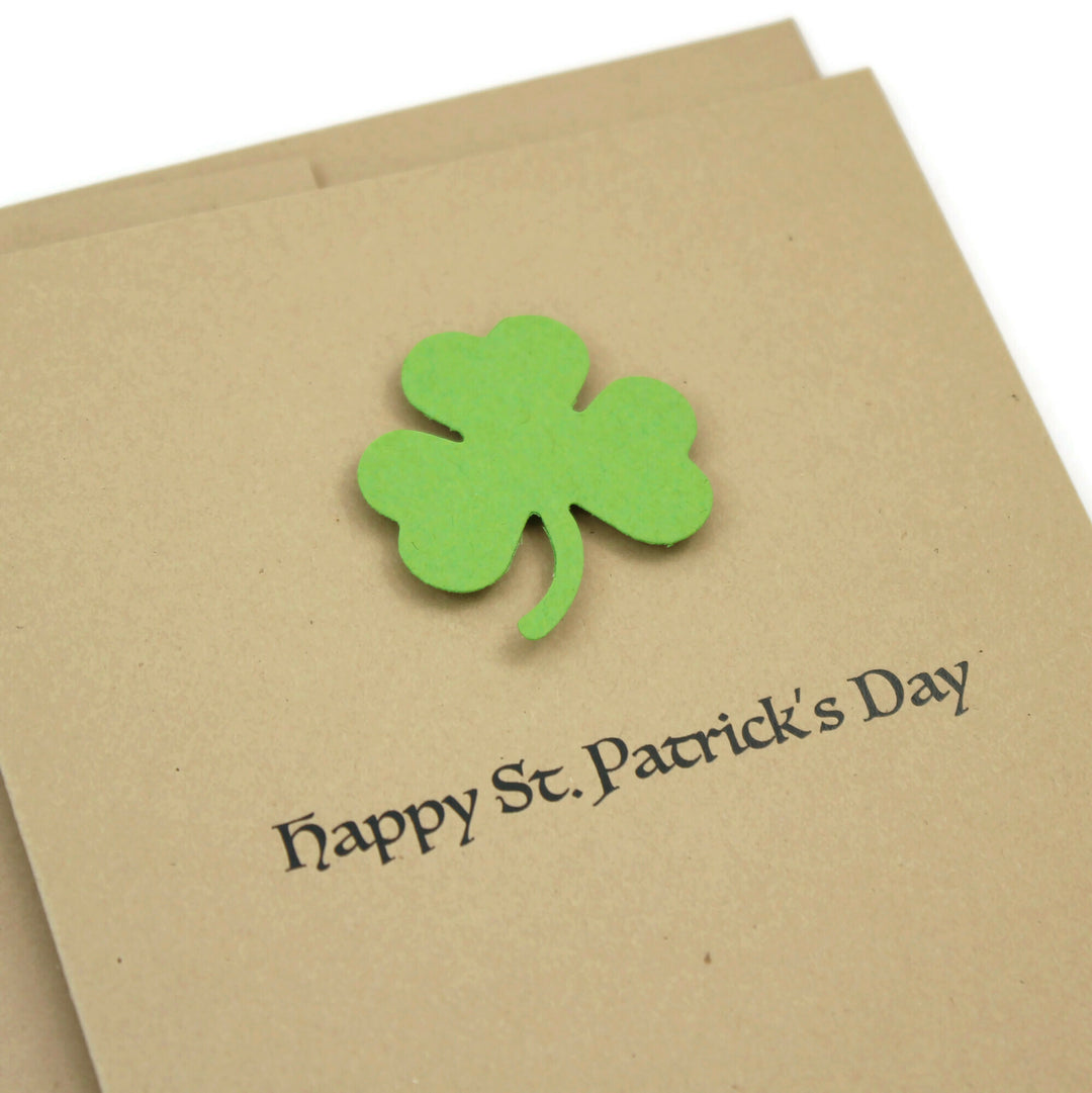 St. Patrick's Day Notecard | Handmade Shamrock St Patricks Greeting Card | 10 Pack