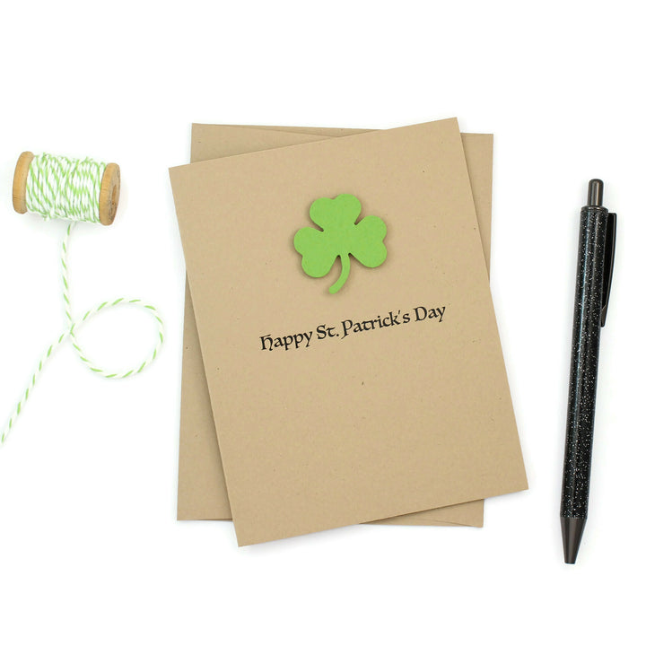 St. Patrick's Day Notecard | Handmade Shamrock St Patricks Greeting Card | 10 Pack