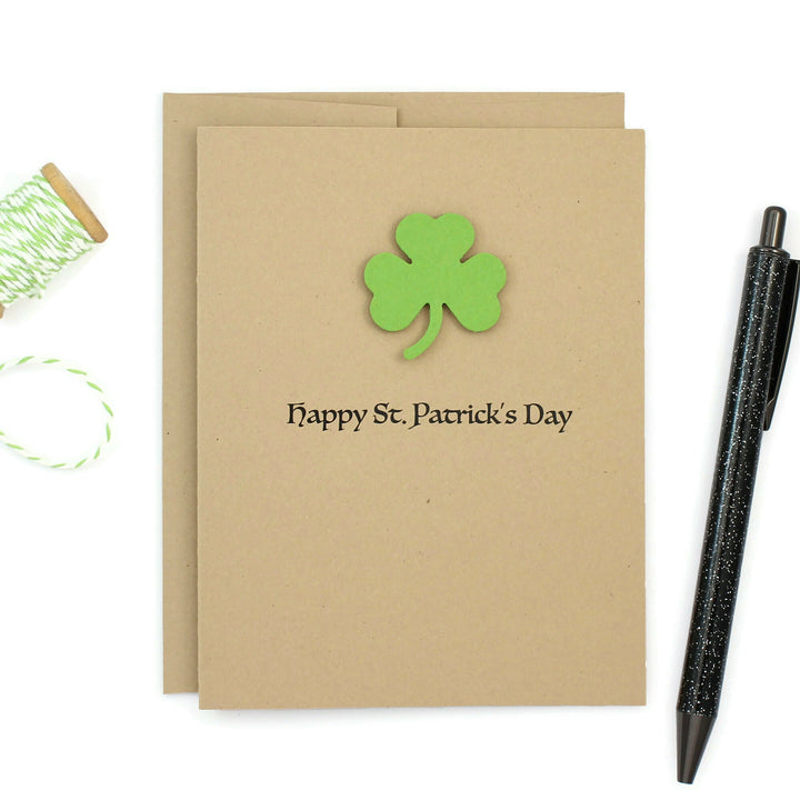 St. Patrick's Day Notecard | Handmade Shamrock St Patricks Greeting Card | 10 Pack